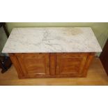 Mid Victorian satinwood marble top cabinet