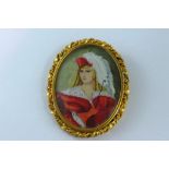 French signed portrait miniature of a lady