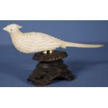 Japanese C1920s carved ivory pheasant figure
