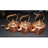 Three Georgian copper kettles