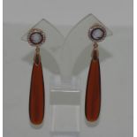 Pair of silver and hard stone drop earrings