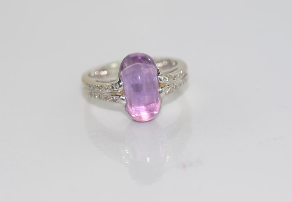 18ct white gold, amethyst and diamond ring - Image 6 of 6