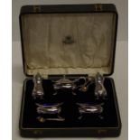 Boxed five piece silver plated condiment set