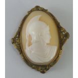 Good large carved shell cameo with Roman soldier