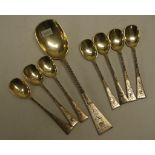 Eight piece continental silver dessert set