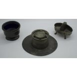 Antique pewter ship's inkwell