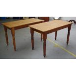 Two matching pine side tables