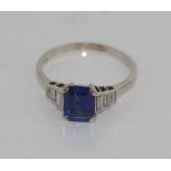 Art Deco platinum, diamond & sapphire set ring