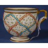 Rare antique Grainger Worcester reticulated cup