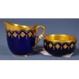 Early Coalport sugar bowl & cream jug miniatures
