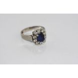 Platinum(800), sapphire and diamond ring