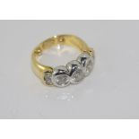 18ct two tone gold diamond set ring