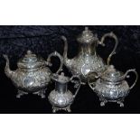 Four piece Sheffield silver plate tea/coffee set