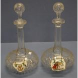 Pair Edwardian crystal decanters