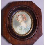 Victorian framed lady portrait miniature