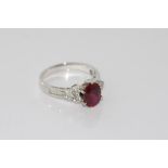 Vintage 18ct white gold ring with ruby & diamonds