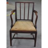 Large George III Sheraton period elm armchair