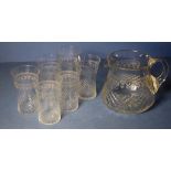 Victorian seven piece pall mall glass water set