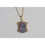 18ct yellow gold opal doublet pendant