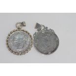 Two silver English crown pendants