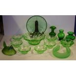 Quantity of vintage green glass
