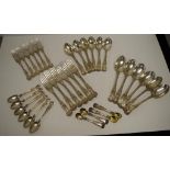 Thirty four pieces sterling silver flatware