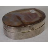 Agate & silver plate oval trinket box