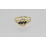 14ct yellow gold, blue stone ring