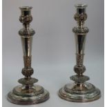 Pair of mid 19th century silver plate candlesticks