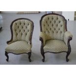 Victorian grandmother & grandfather chairs