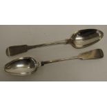 Pair Victorian sterling silver serving spoons