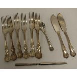 Nine pieces Kings pattern silver plated cutlery