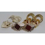 Three pairs of vintage earrings including silver
