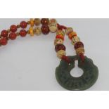 Jasper, carnelian, coral & tiger's eye beads