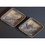 Two Spode blue & white 'Castle' dishes, C:1820