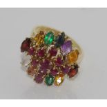 14ct gold multi gem set daisy ring