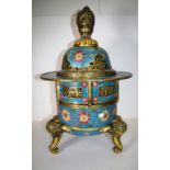 Large Chinese cloisonne lidded jar