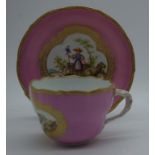Antique Meissen hand painted cup and saucer