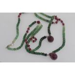 Emerald and ruby necklace