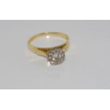 18ct yellow gold illusion set diamond cluster ring