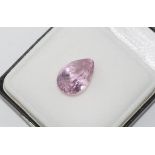 Unset pear shaped kunzite approx 20ct