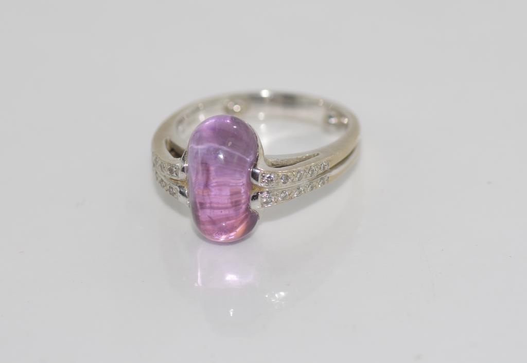 18ct white gold, amethyst and diamond ring - Image 3 of 6