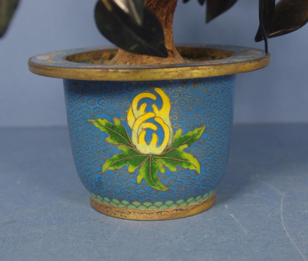 Chinese glass & cloisonne flower ornament - Image 5 of 8