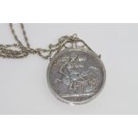 English silver 1900 crown pendant with chain