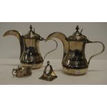 Pair Egyptian silver coffee pots