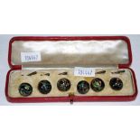 Cased set of six antique glass buttons