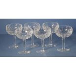 Set of six Waterford crystal champagne glasses