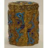Good Chinese silver gilt enamelled canister