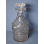 Heavy Regency faceted cut glass decanter