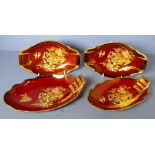 Four various Carlton Ware rouge sandwich dishes